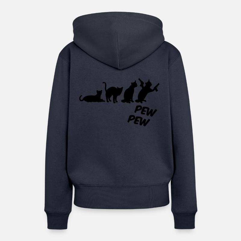 banc de chat - Sweat à capuche Premium bio Femme - bleu marine