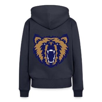 ours face logo club - Sweat à capuche Premium bio Femme - bleu marine - Dos - Julia (174cm)