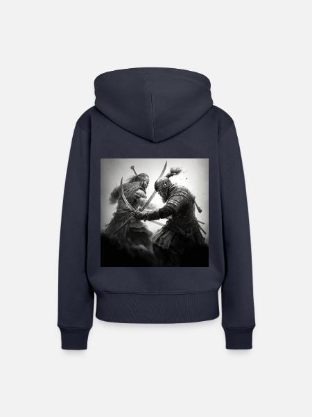 Samurai Vs Wikinger - Frauen Premium Bio Hoodie - Navy