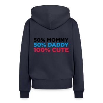 50% Mama. 50% Papa. 100% niedlich! - Frauen Premium Bio Hoodie - Navy - Hinten - Julia (174cm)