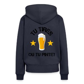 Tu tires ou tu pinte? cadeau - Sweat à capuche Premium bio Femme - bleu marine - Dos - Julia (174cm)
