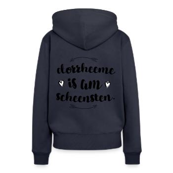 affectueusement Saxons Saxons disant dorrheeme - Sweat à capuche Premium bio Femme - bleu marine - Dos - Julia (174cm)
