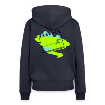 ichmaledeinbild.de - Logo - Frauen Premium Bio Hoodie - Navy - Hinten - Julia (174cm)