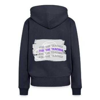 ask the teacher - Frauen Premium Bio Hoodie - Navy - Hinten - Julia (174cm)
