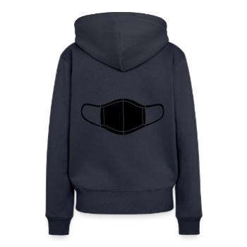 Icône de masque jetable masque protège-dents - Sweat à capuche Premium bio Femme - bleu marine - Dos - Julia (174cm)