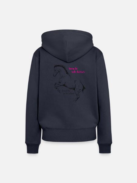 Geboren om paarden te rijden - Gedwongen om naar school te gaan - Vrouwen Premium Bio hoodie - navy