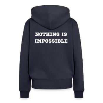 NOTHING IS IMPOSSIBLE - Sweat à capuche Premium bio Femme - bleu marine - Dos - Julia (174cm)