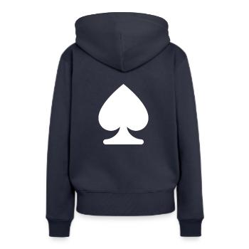 PIK KARTENSPIEL SYMBOL - Frauen Premium Bio Hoodie - Navy - Hinten - Julia (174cm)