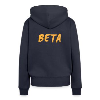 BETA WOLF - Sweat à capuche Premium bio Femme - bleu marine - Dos - Julia (174cm)