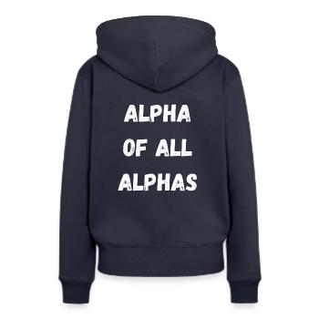 ALPHA OF ALL ALPHAS - Sweat à capuche Premium bio Femme - bleu marine - Dos - Julia (174cm)