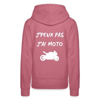 JE PEUX PAS J'AI MOTO - Sweat à capuche Premium bio Femme - mauve - Dos - Isabella (175cm)
