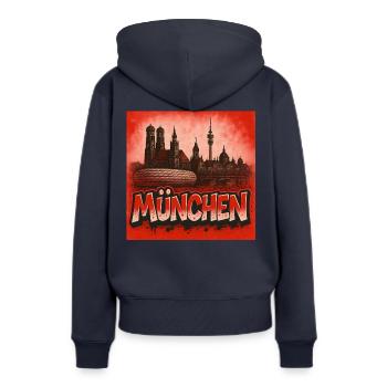 Muenchen in Graffiti Stil - Frauen Premium Bio Hoodie - Navy - Hinten - Julia (174cm)