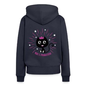 100 % Princesse, mignon petit chat ! humour chat - Sweat à capuche Premium bio Femme - bleu marine - Dos - Julia (174cm)