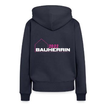 Bauherrin 2022 - Frauen Premium Bio Hoodie - Navy - Hinten - Julia (174cm)
