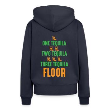 UNE TEQUILA, DEUX TEQUILA.. - Sweat à capuche Premium bio Femme - bleu marine - Dos - Julia (174cm)