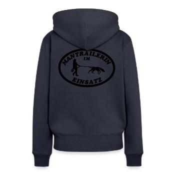 Mantrailerin im Einsatz MT - Frauen Premium Bio Hoodie - Navy - Hinten - Julia (174cm)