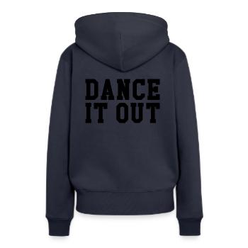 Danse dehors - Sweat à capuche Premium bio Femme - bleu marine - Dos - Julia (174cm)