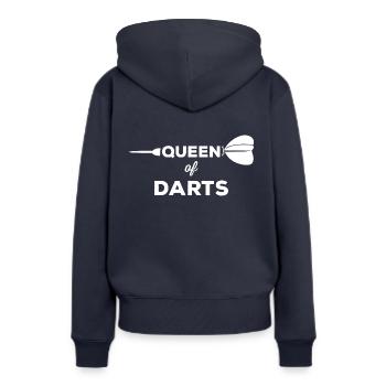 Queen of Darts Dart Darten Dartpfeil Königin - Frauen Premium Bio Hoodie - Navy - Hinten - Julia (174cm)