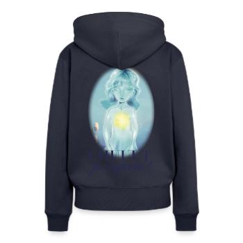 Chuut, je rayonne - Sweat à capuche Premium bio Femme - bleu marine - Dos - Julia (174cm)