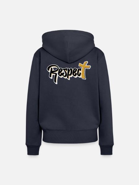 „Respect. Mode mit Haltung.“ - Frauen Premium Bio Hoodie - Navy