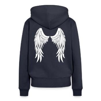 ailes d'anges - Sweat à capuche Premium bio Femme - bleu marine - Dos - Julia (174cm)