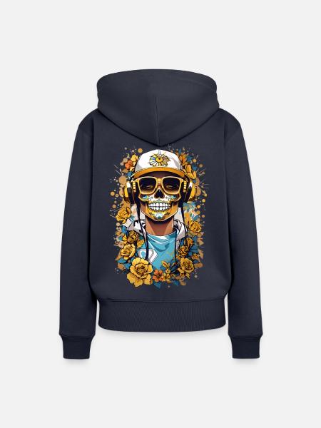 Goldene Zucker Schädel - Frauen Premium Bio Hoodie - Navy