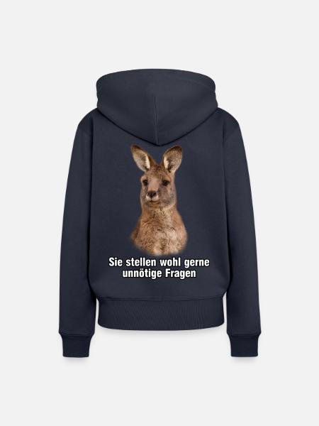 Sie stellen wohl gerne unnötige Fragen Känguru - Frauen Premium Bio Hoodie - Navy