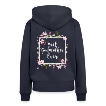 La marraine demander tante tante tante tante favorite - Sweat à capuche Premium bio Femme - bleu marine - Dos - Julia (174cm)