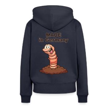 MADE in Germany - Frauen Premium Bio Hoodie - Navy - Hinten - Julia (174cm)