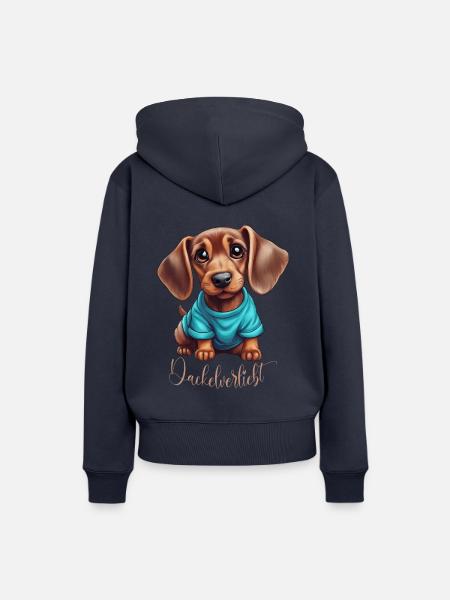 Dackelverliebt - Frauen Premium Bio Hoodie - Navy