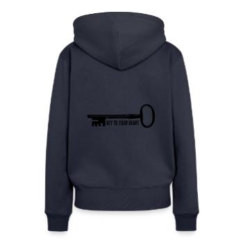 key to your heart - Frauen Premium Bio Hoodie - Navy - Hinten - Julia (174cm)
