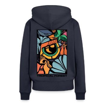 Forêt tropicale - Sweat à capuche Premium bio Femme - bleu marine - Dos - Julia (174cm)