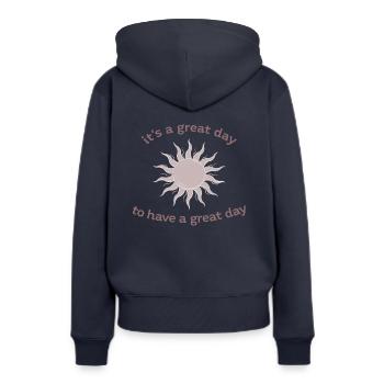it's a great day to have a great day positive logo - Women’s Premium Organic Hoodie - navy - Back - Julia (174cm)