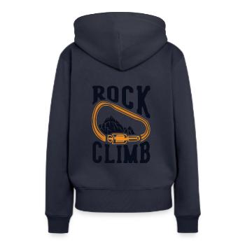 Rock Climb Sportklettern Speedklettern Kraxler - Frauen Premium Bio Hoodie - Navy - Hinten - Julia (174cm)
