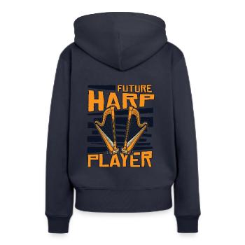 Futur joueur de harpe Harpe Musique Harpe Harpe Harpe Joueur de harpe - Sweat à capuche Premium bio Femme - bleu marine - Dos - Julia (174cm)