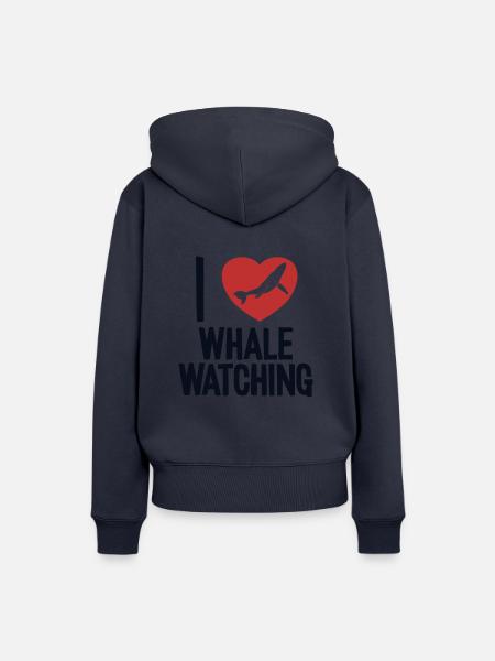 Ich liebe Walbeobachtung Blauer Beluga-Cachalot-Wal - Frauen Premium Bio Hoodie - Navy
