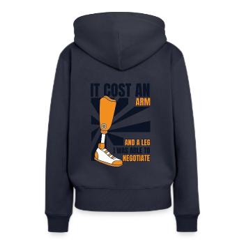 Es kostete einen Arm und eine Beinprothese Fußbenutzerbein - Frauen Premium Bio Hoodie - Navy - Hinten - Julia (174cm)