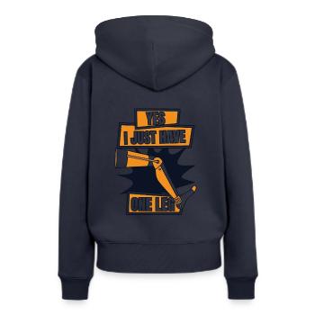 Oui, je n’ai qu’une seule jambe, jambes artificielles, jambe d’utilisateur - Sweat à capuche Premium bio Femme - bleu marine - Dos - Julia (174cm)