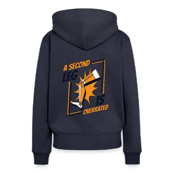 Ein zweites Bein ist eine überschätzte Beinprothese - Frauen Premium Bio Hoodie - Navy - Hinten - Julia (174cm)