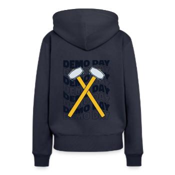 Journée de démonstration Accueil Démolisseur Démolition Entrepreneur Maison - Sweat à capuche Premium bio Femme - bleu marine - Dos - Julia (174cm)