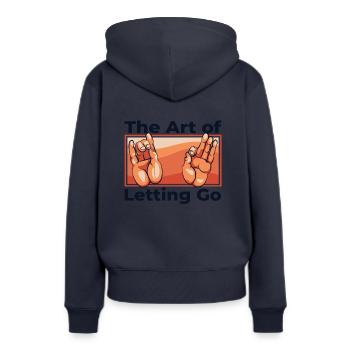 L’art de lâcher prise Symbole de la statue bouddhiste - Sweat à capuche Premium bio Femme - bleu marine - Dos - Julia (174cm)