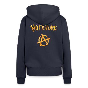 Keine Friture-Anarchie - Frauen Premium Bio Hoodie - Navy - Hinten - Julia (174cm)
