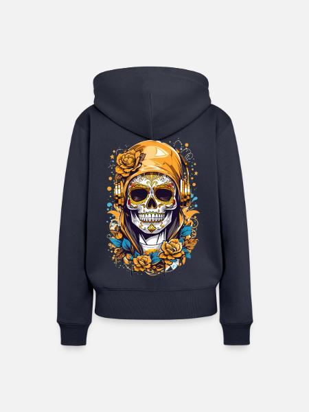Goldene Zucker Schädel - Frauen Premium Bio Hoodie - Navy
