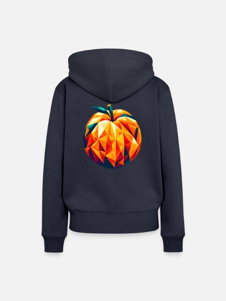 Geometrische Aprikose: Low-Poly-Fruchtkunst - Frauen Premium Bio Hoodie - Navy