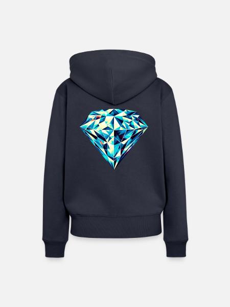 Geometrische Brillanz: Lebendiges Diamantdesign - Frauen Premium Bio Hoodie - Navy