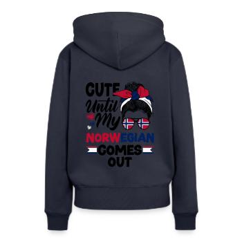 Norwegen Norwegisch süß bis mein Norwegisch kommt - Frauen Premium Bio Hoodie - Navy - Hinten - Julia (174cm)