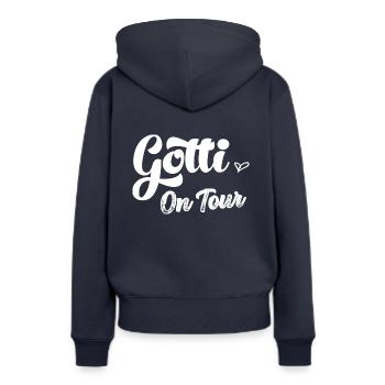 Gotti on Tour Patentante Schweiz Taufpatin Taufe - Frauen Premium Bio Hoodie - Navy - Hinten - Julia (174cm)