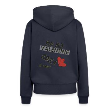 Be my Valentine, Valentinstag kann kommen - Frauen Premium Bio Hoodie - Navy - Hinten - Julia (174cm)