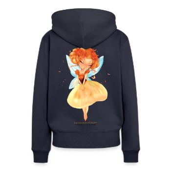 Fée automnale - Sweat à capuche Premium bio Femme - bleu marine - Dos - Julia (174cm)