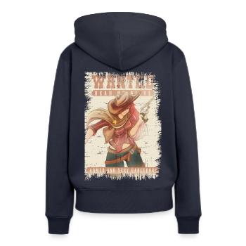 Poster Ricercato Wanted Dead or Alive Ragazza - Frauen Premium Bio Hoodie - Navy - Hinten - Julia (174cm)